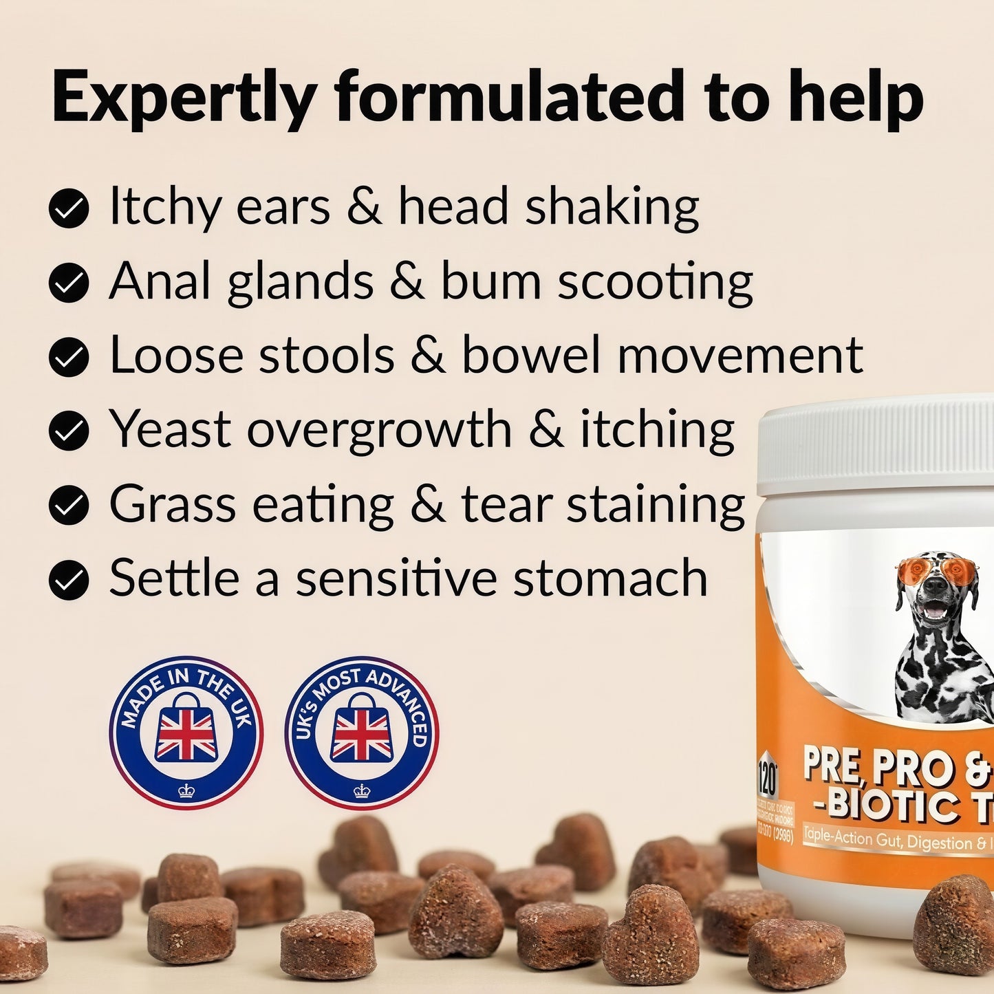 NutriPaw PRE,PRO& POST-BIOTIC Treats 120 tasty chews